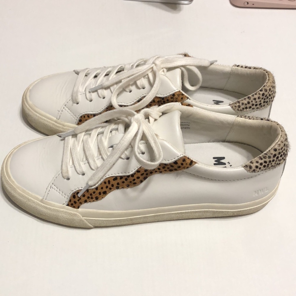 Women’s Madewell Sidewalk Low-Top Calf Hair Animal Print Leather Sneakers Size 8 - Picture 5 of 12